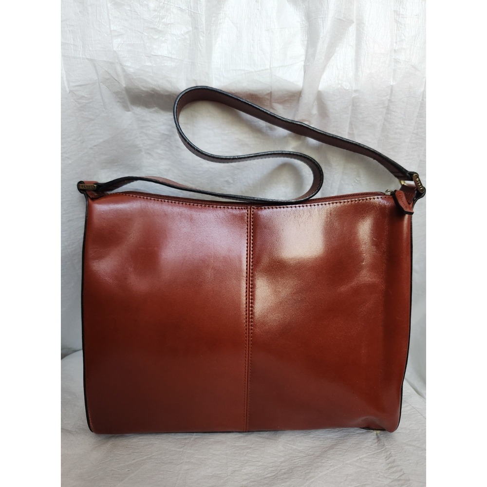 Fossil brown Red leather bag purse Gold Beautiful Handbag Shoulder